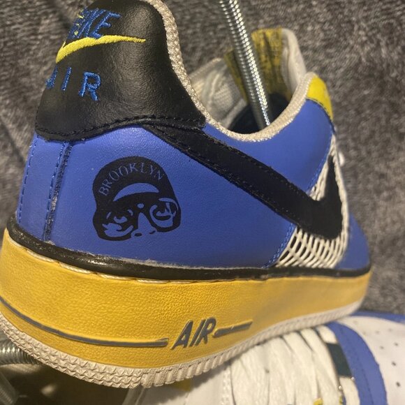 Nike Air Force 1 Brooklyn Edition Blue/Yellow/Black Mens 6.5 Sneakers 306353-401